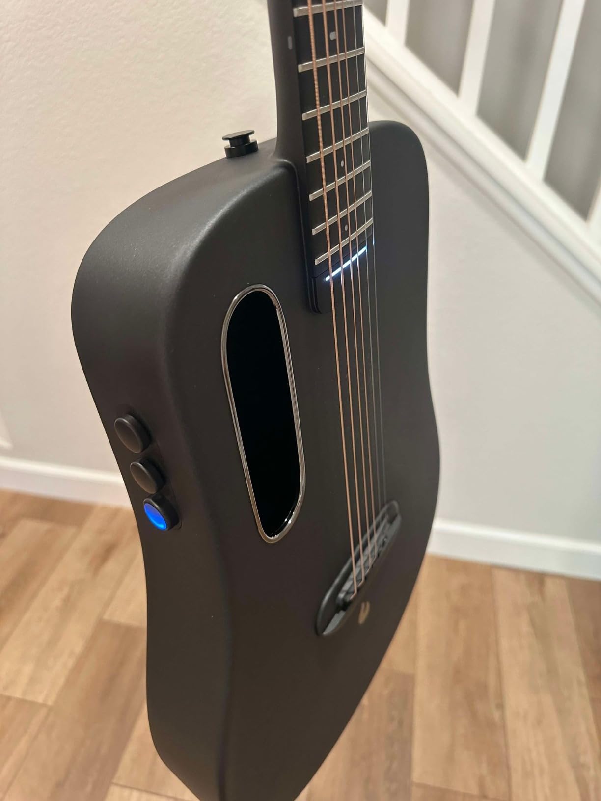 LAVA ME AIR Portable Carbon Fiber Electric-Acoustic Guitar. Travel Guitar for Beginners with Onboard Effects and Magnetic Pickup. Silver customer photo 2