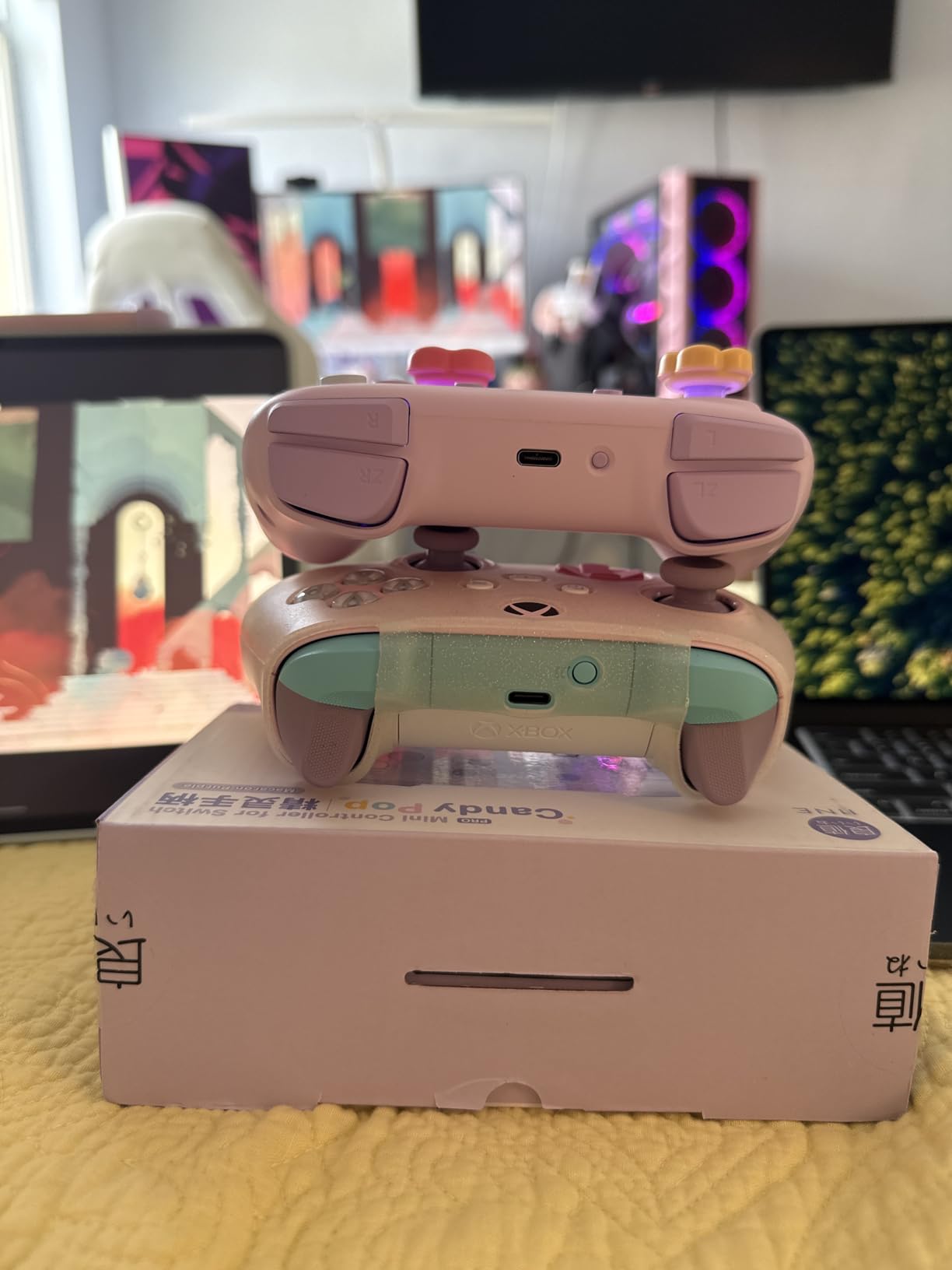 IINE Wireless Controller for Switch/PC/Android/IOS, Cute Gamepad with RGB Lights, Mini Pro Controller with Turbo/Macro/NFC Amiibo/Motion Sensor/Wake-Up/Rumble (Purple) customer photo 2