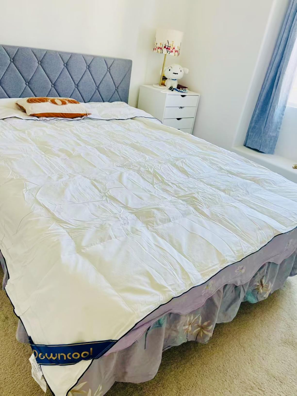 DOWNCOOL Feather Comforter King Size, 100% Cotton Cover, White 106