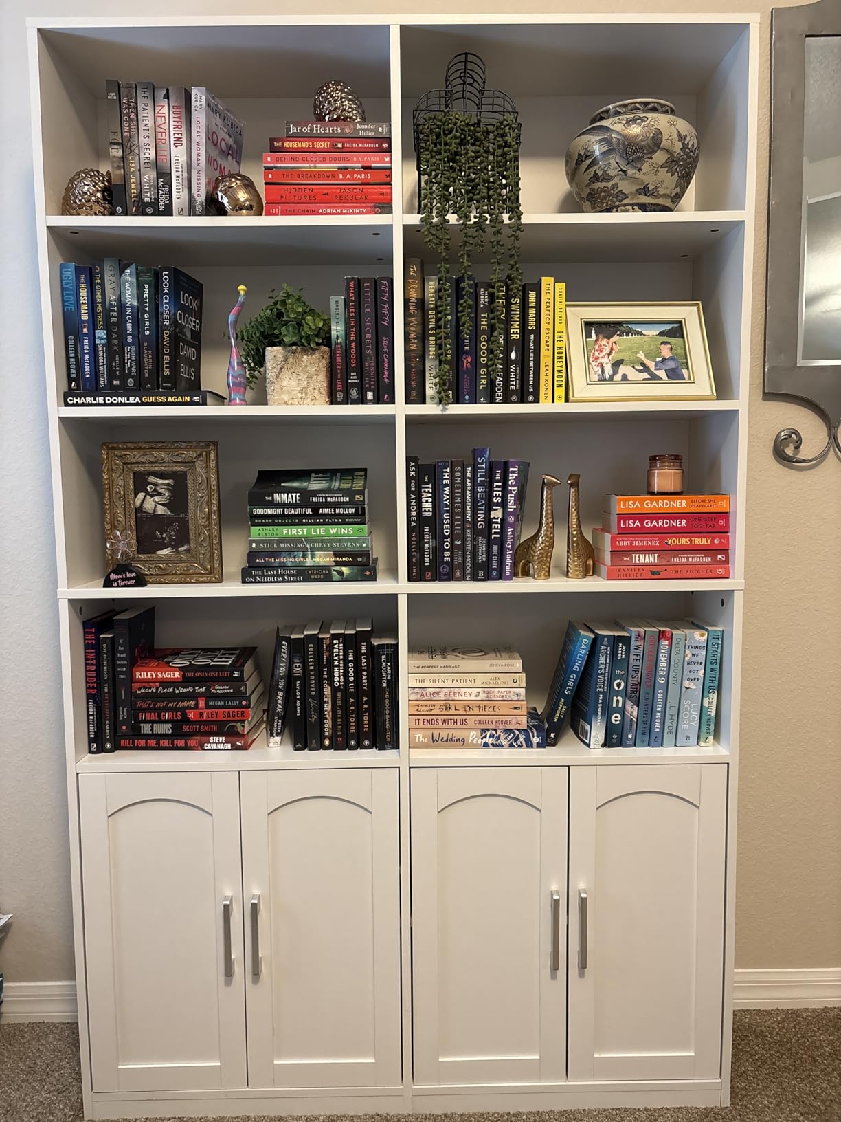 FACBOTALL Bookshelf and Bookcase with Doors, Double Wide Large Bookshelves customer photo 2