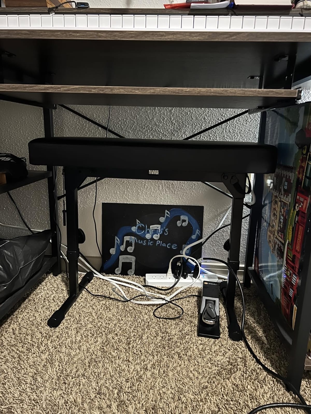 Liquid Stands Foldable Dual Adjustable Piano Bench with Black Cushion customer photo 1