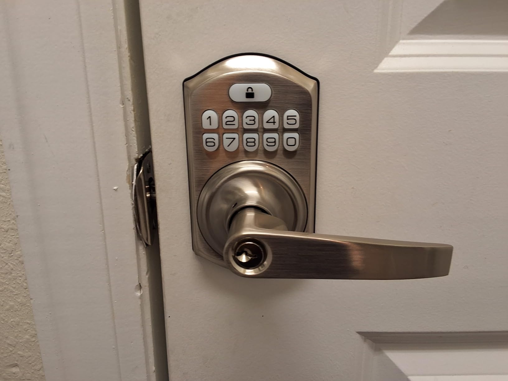 TEEHO TE004 Keyless Entry Door Lock Handle with Keypad, Satin Nickel customer photo 2