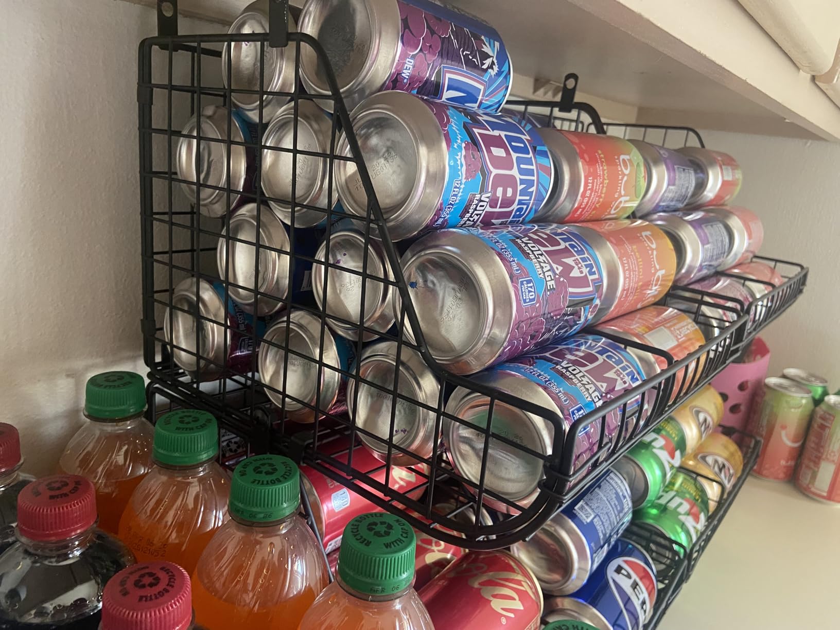 Stackable Soda Can Organizer Stores Up to 72 Cans, 4-Pack Can Storage Organizer for Pantry Shelves, 4-Tier Kitchen Can Holders with 4 Adjustable Dividers, Wire Drink Organizer for Pantry Cabinet Shelf customer photo 1