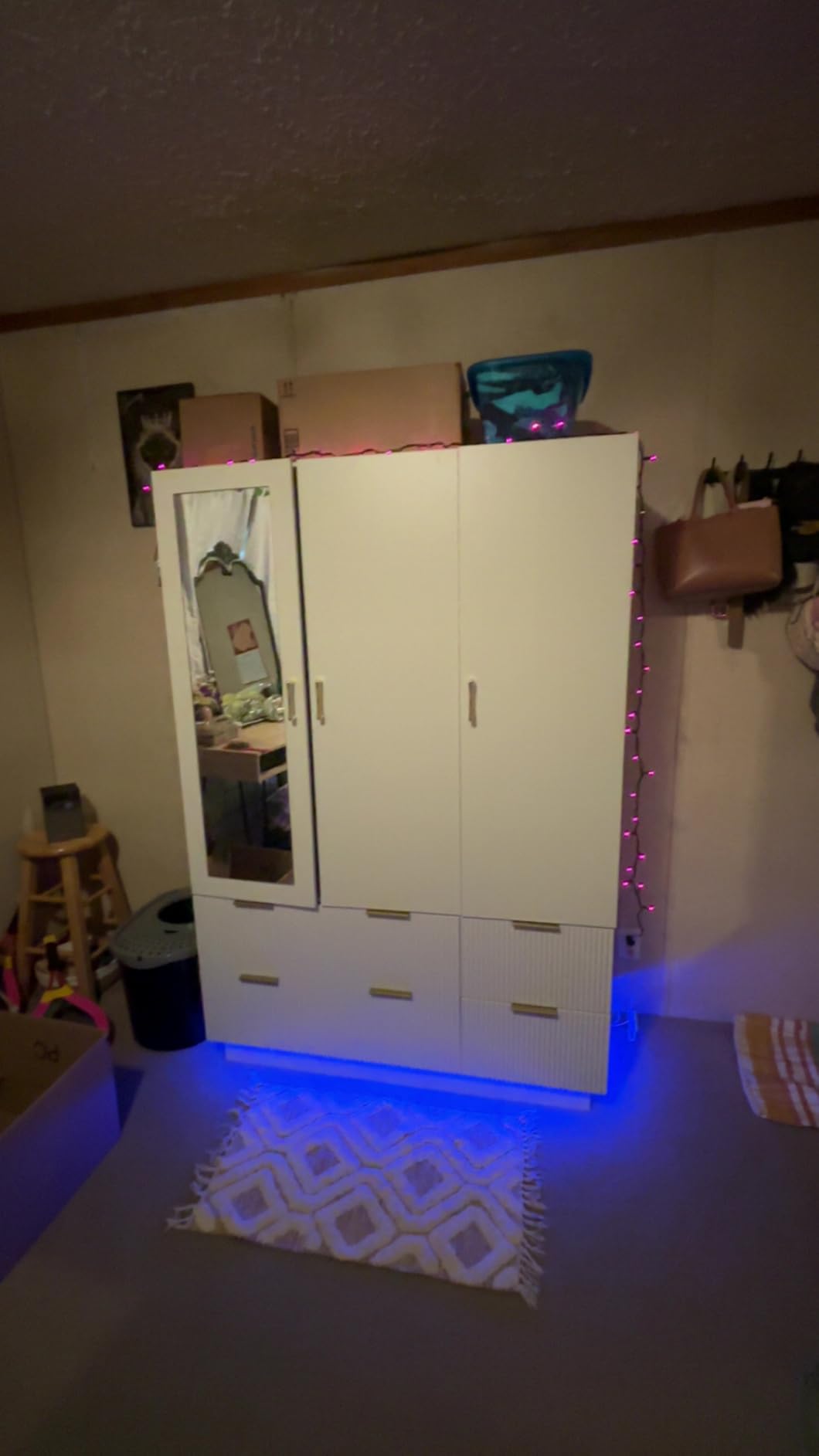 PAKASEPT Armoire Wardrobe Closet with 3 Door, Mirror, LED Lights customer photo 1