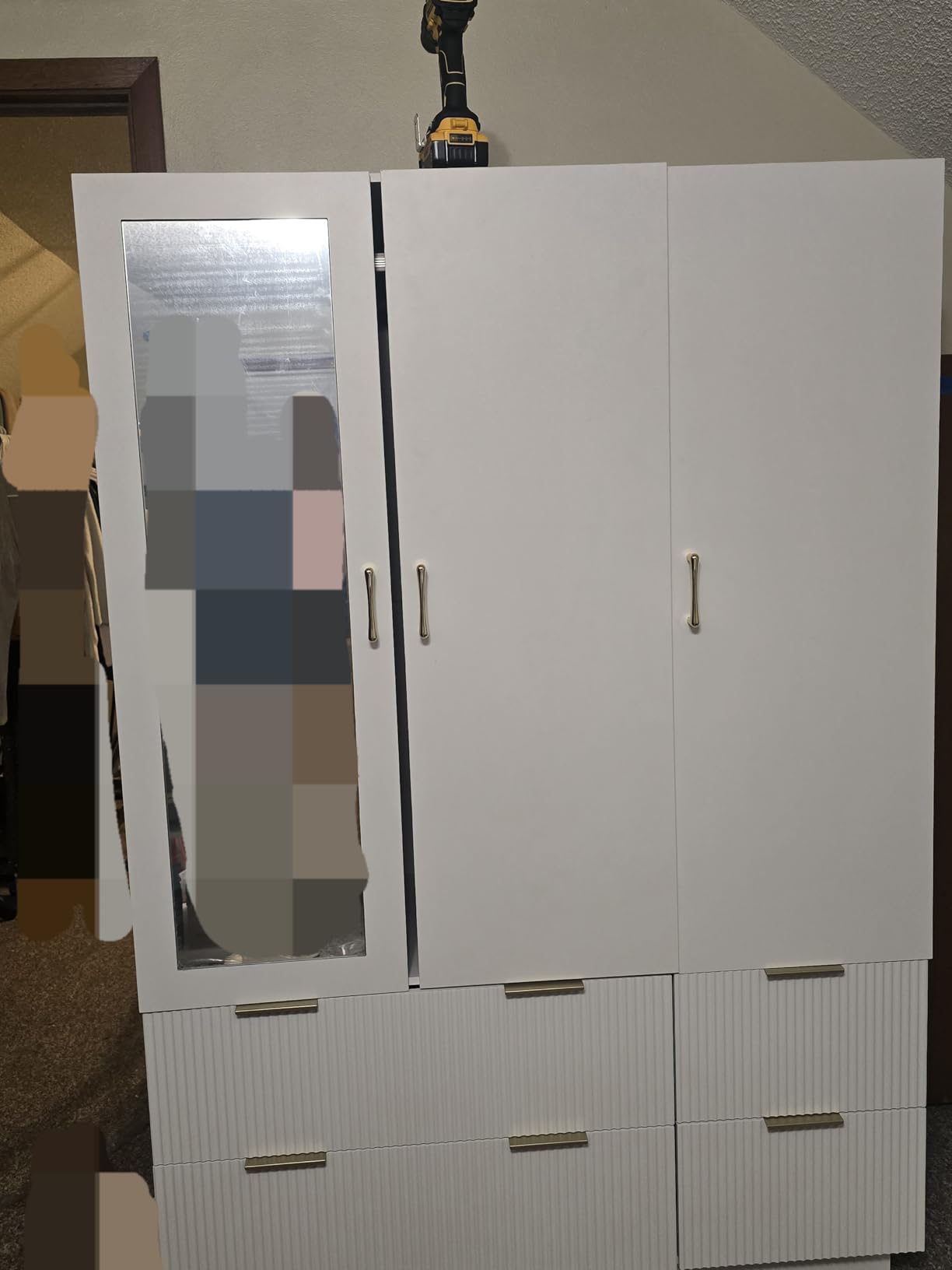 PAKASEPT Armoire Wardrobe Closet with 3 Door, Mirror, LED Lights customer photo 2