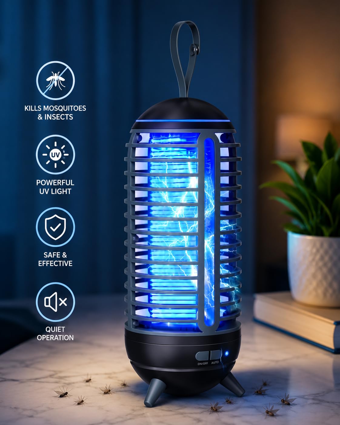 Cordless Bug Zapper Outdoor Rechargeable 2 in 1 Wireless Mosquito Killer Lamp 2500mAh Bug Zapper Electric Trap Ideal Fly Zapper Indoor for Patio, Home, Backyard, Yard, Garden, Campsite (Black) customer photo 2