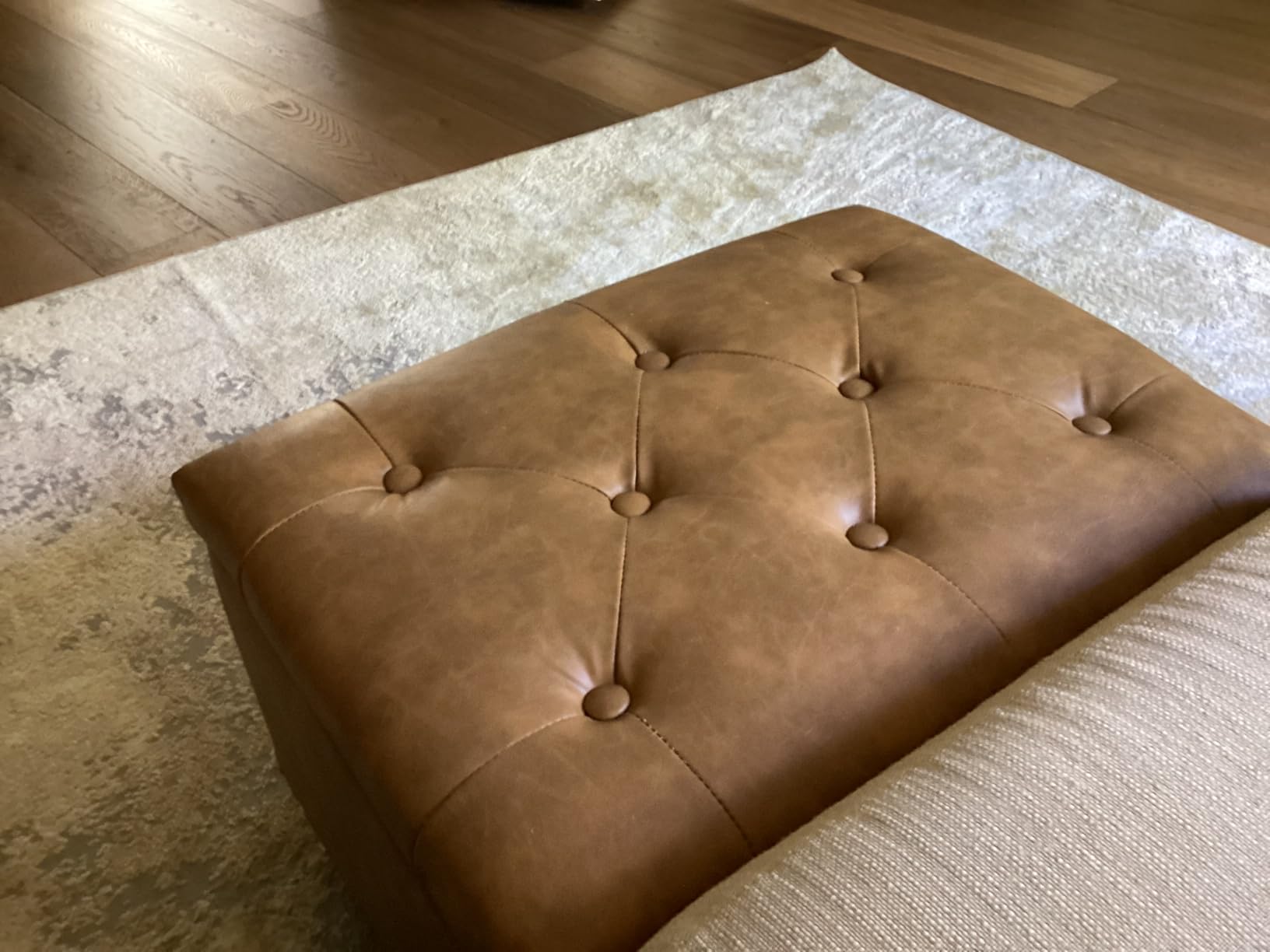Zihanhome Small Ottoman with Storage, Upholstered Button Tufted Ottoman Foot Rest, Foot Stools, 24