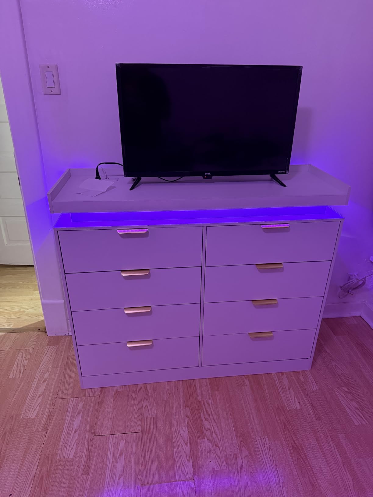 9 Drawer Dresser for Bedroom, Black Dresser with LED Lights and Power Outlet, Large Wooden Dressers Modern Chest of Drawers, Triple Wide Drawer Organizer Cabinet for Bedroom, Entryway, Hallway customer photo 2