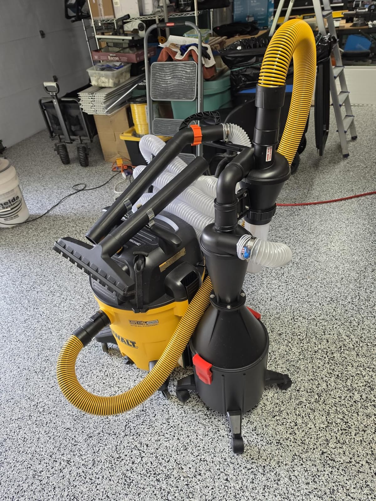 2 in 1 Dust Cyclone Collector Separation Vacuum Cleaner Wall Mounted Wheeled Modes Dust Collector Woodworking Tools Contractor Polish Pollen Ash etc Focusing Small Dust (Whole Rocket Set) customer photo 1