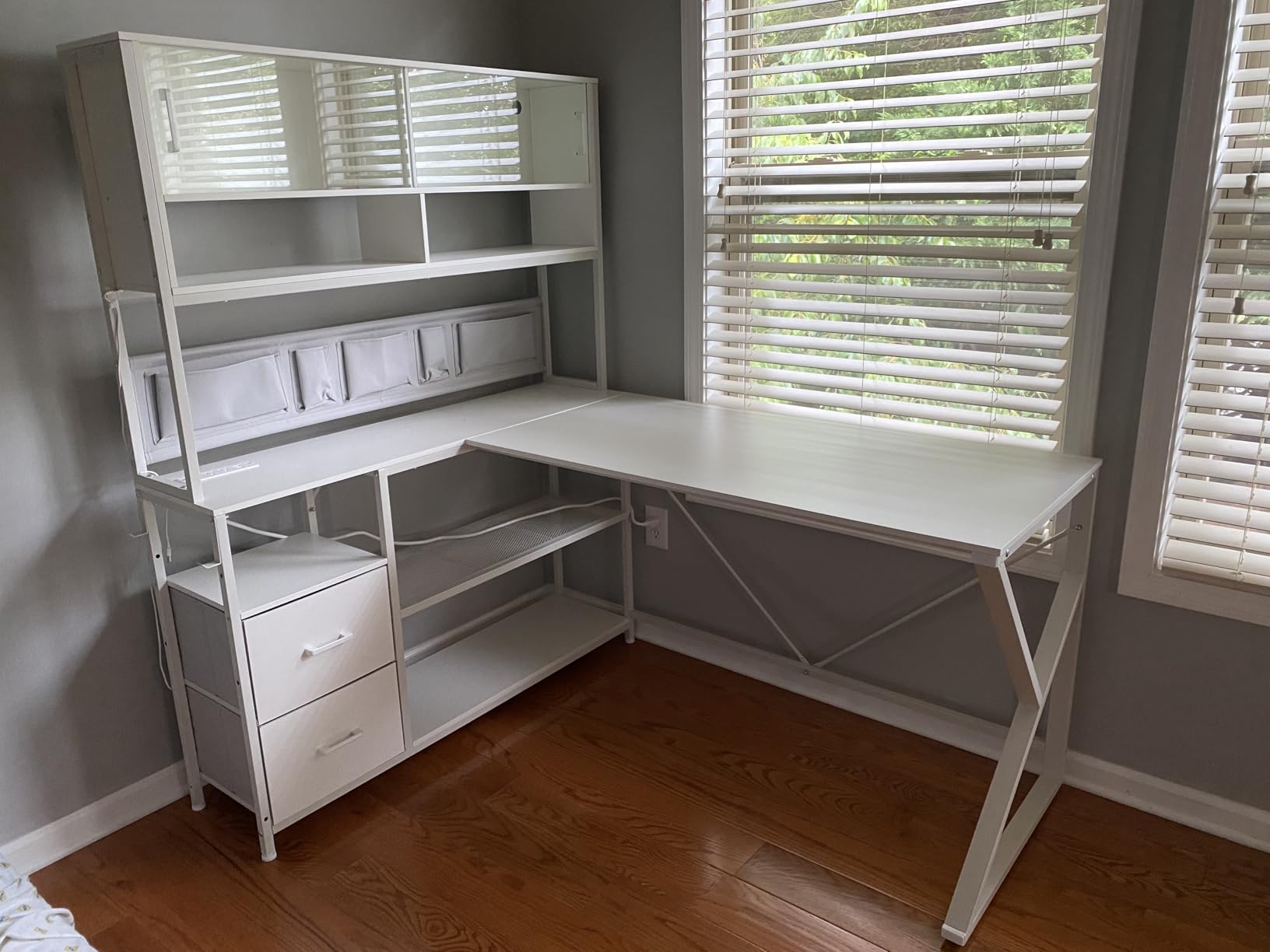 SEDETA L Shaped Gaming Desk with Storage Shelves, 2 Drawer, LED Light customer photo 2