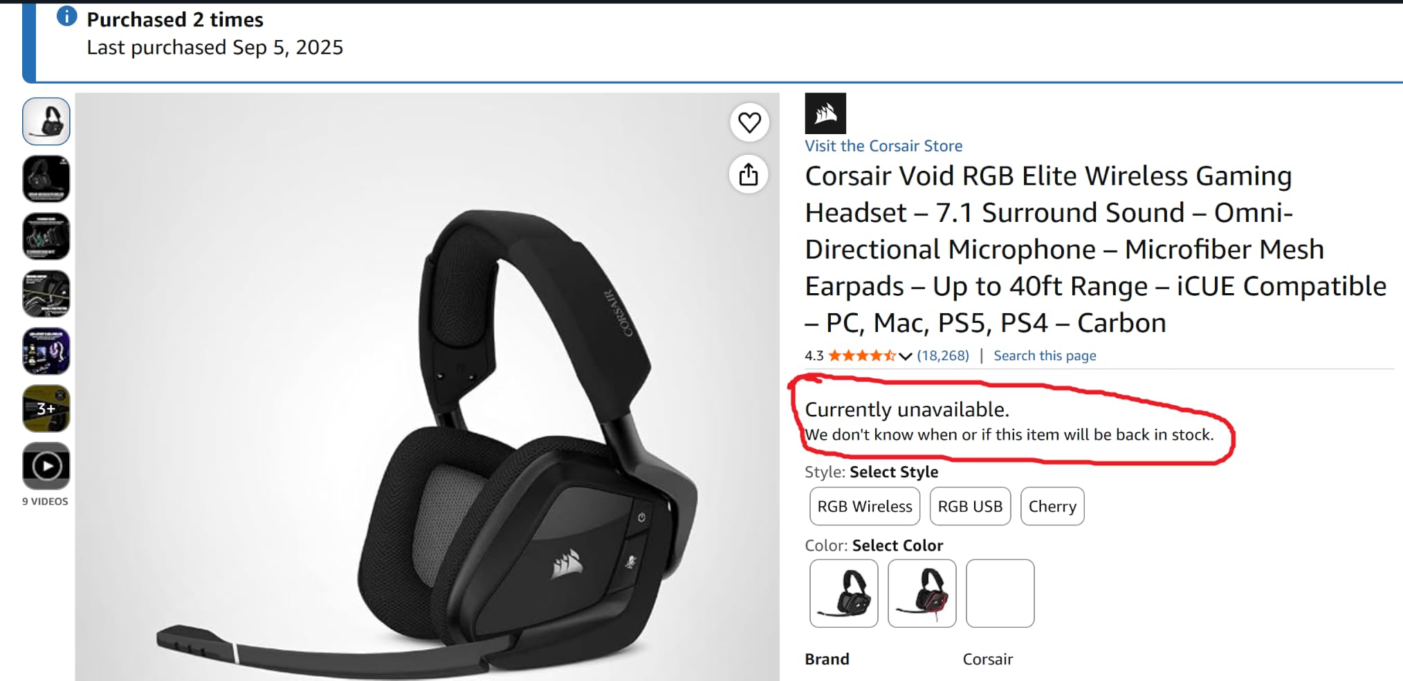 Corsair Void v2 Wireless Bluetooth PC PS5 Switch Gaming Headset – Black customer photo 1