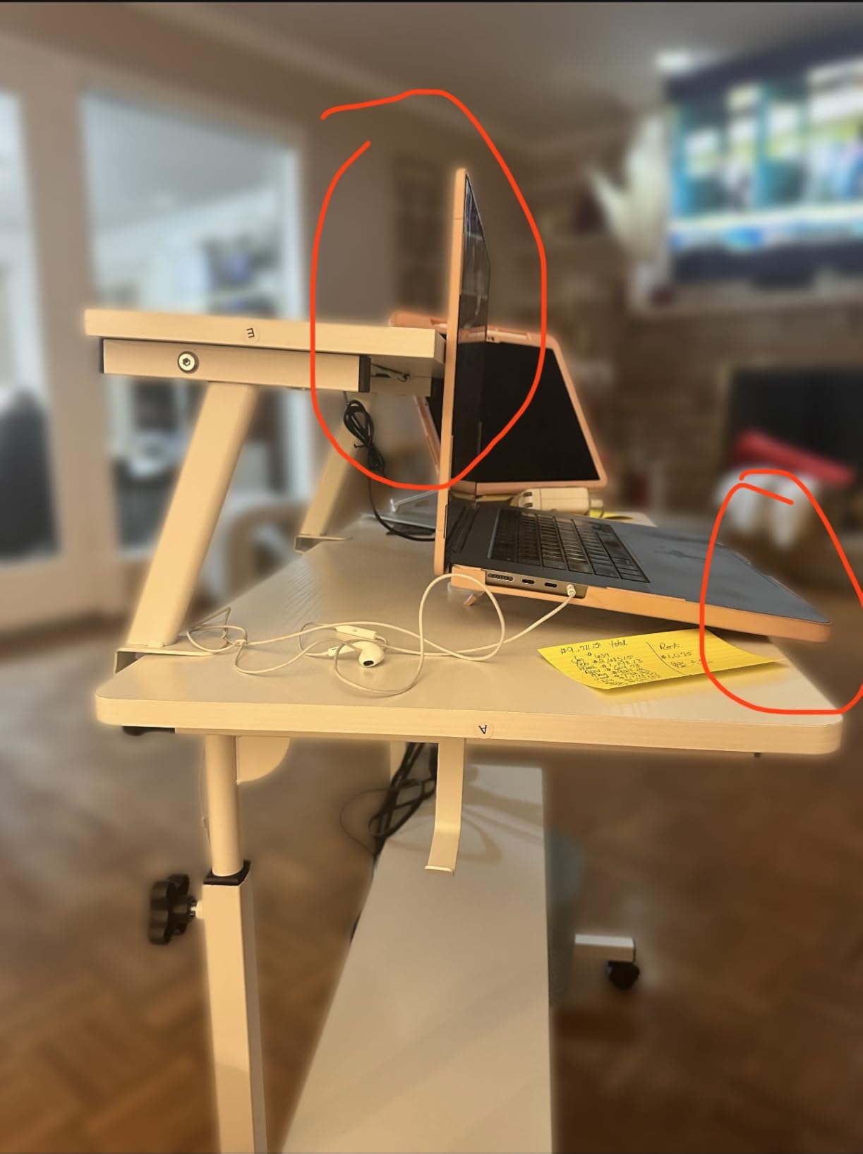 Height Adjustable Standing Desk with Power Outlets and LED Lights - 32