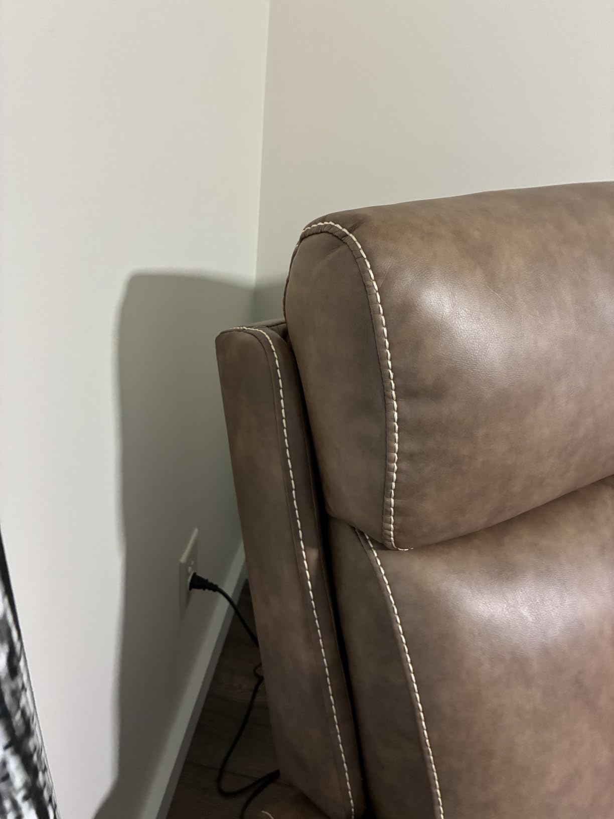 KISLOT Wall Hugger Recliner Chair, Faux Leather Power Reclining, Grey, 1PC customer photo 2
