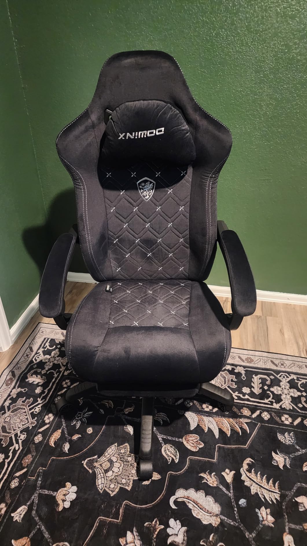 Dowinx Gaming Chair with Heated Massage Lumbar Support,Big and Tall Fabric Gaming Chairs for Adults with Footrest, Ergonomic Computer Game Chair with Poket Spring Cushions, 350lbs, Black customer photo 1
