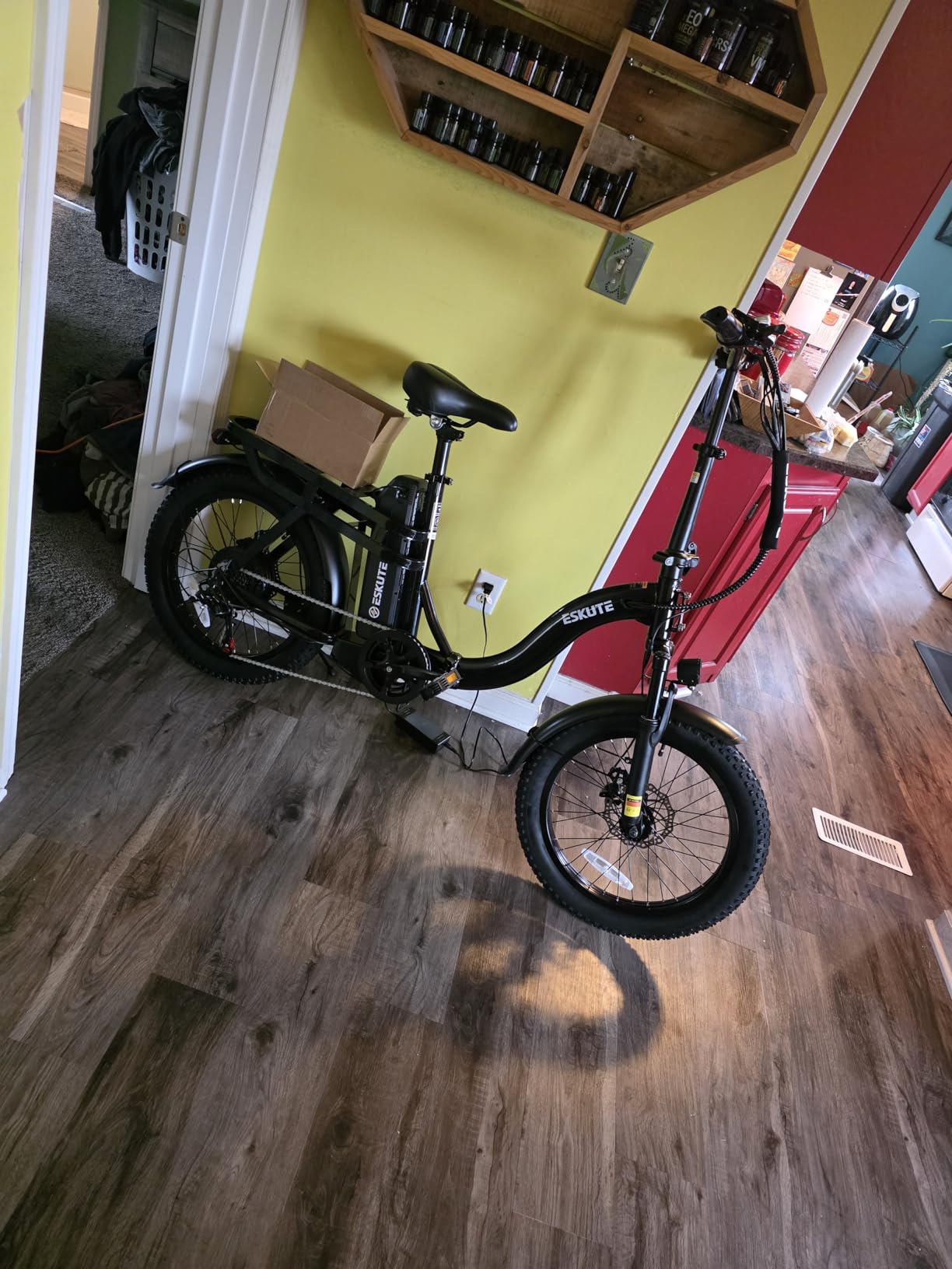 ESKUTE Electric Bike for Adults – 1200W Peak Motor, Folding 20x3 Fat Tire E‑Bike, 48V 13Ah Battery, Step‑Through Cargo Fold Ebike, NFC Unlock, 20+ MPH, 7‑Speed, Up to 55 Miles customer photo 2