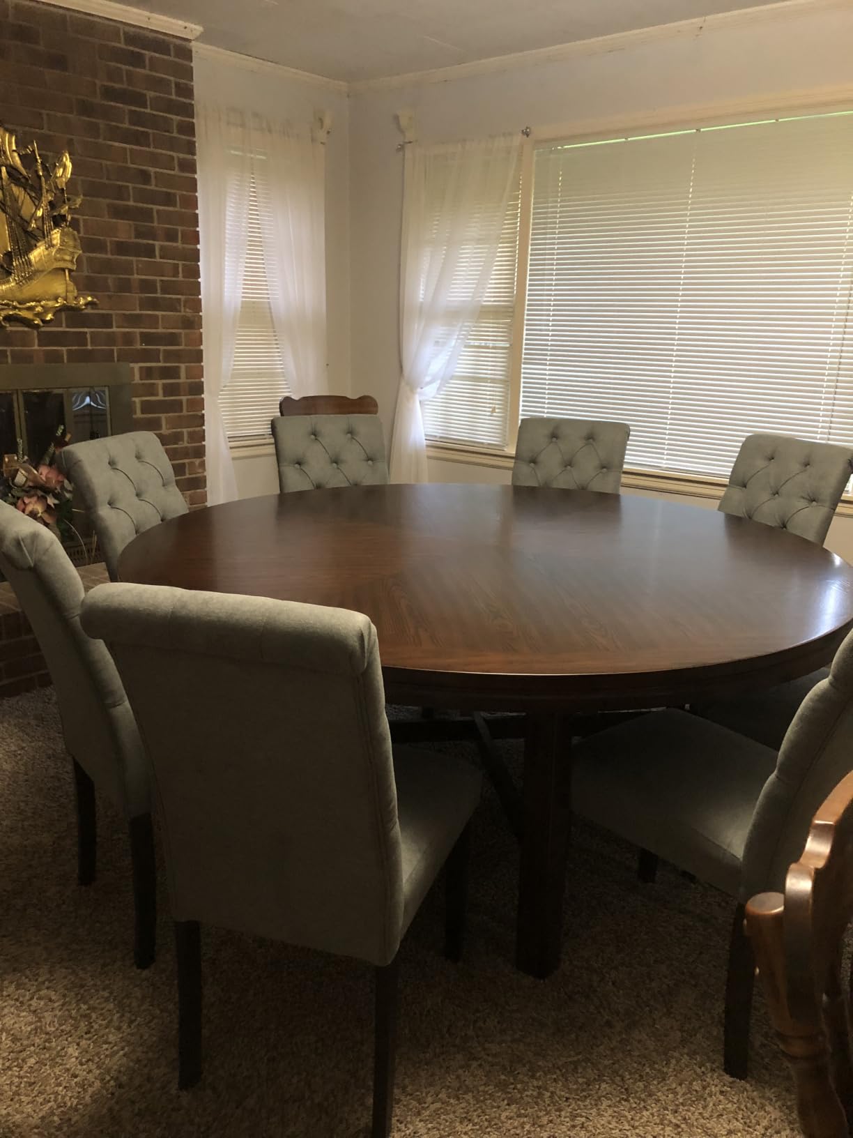 COLAMY Tufted Dining Chairs Set of 4, Accent Parsons Diner Chair Upholstered Fabric Stylish Kitchen Chairs with Solid Wood Legs and Padded Seat, Beige customer photo 2
