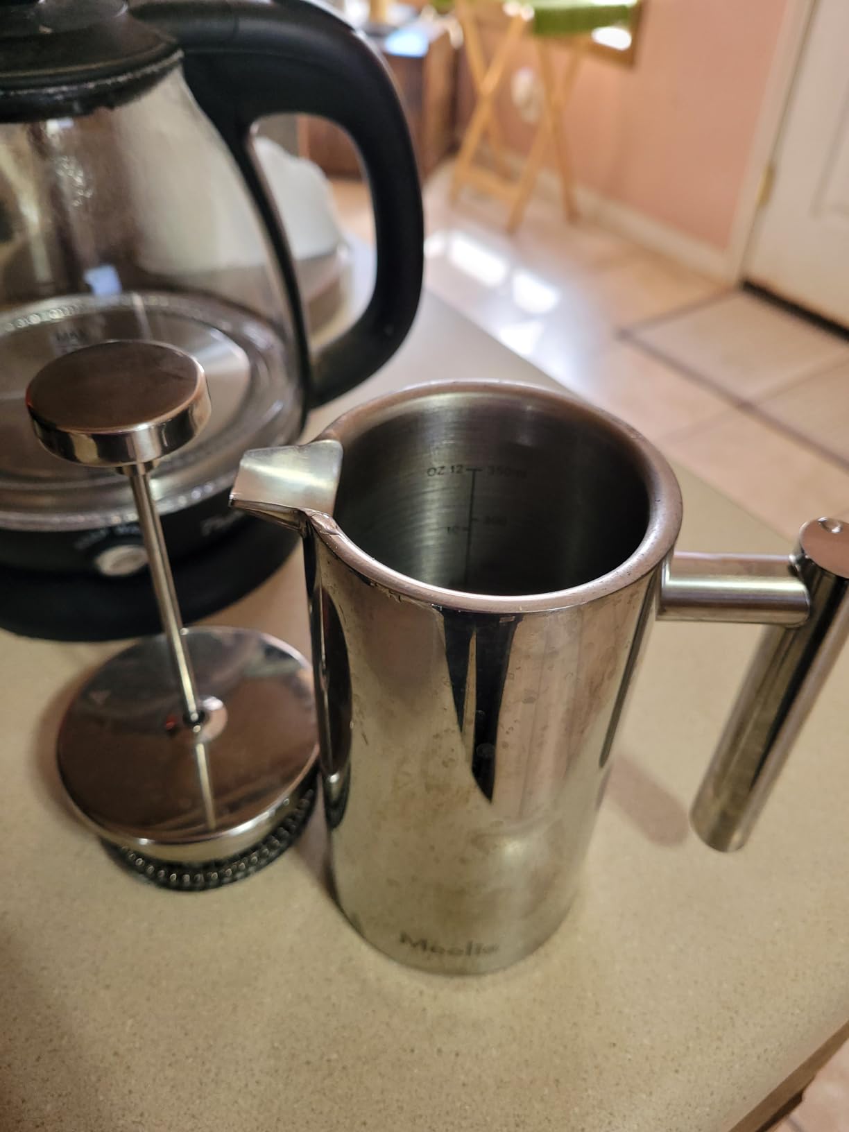 Green 600ml French Press Coffee Maker, Double Wall Stainless Steel, Detachable Filter, Cool Touch Insulated Handle, Easy to Clean, Portable Coffee Brewer for Home, Camping, Single & Couple Use customer photo 2