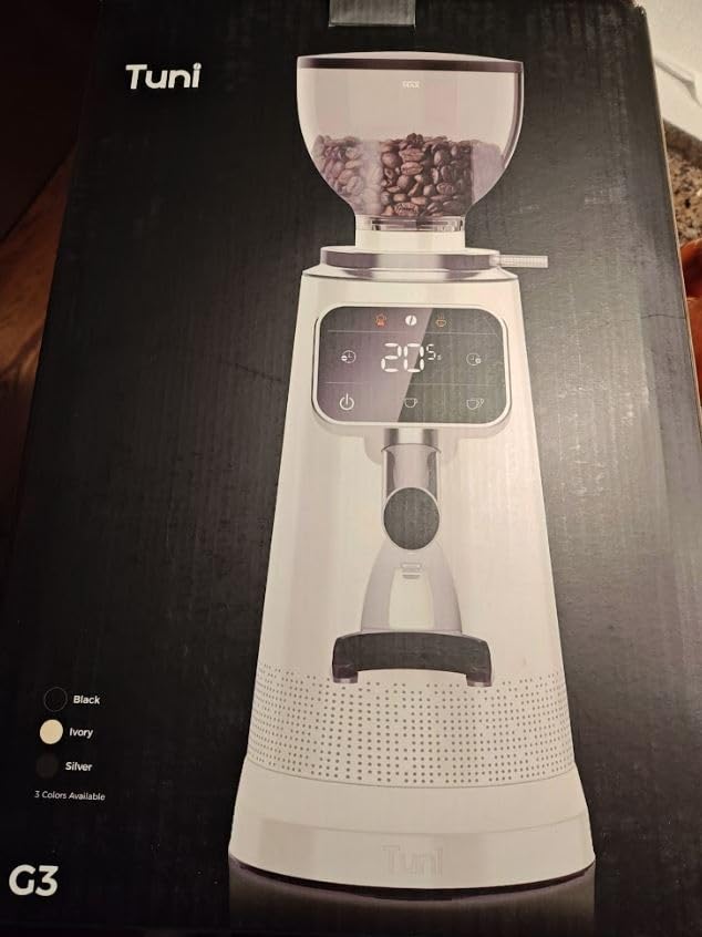 Tuni G3 Commercial 64mm Flat Burr Coffee Grinder, 100 Grind Settings, Ivory customer photo 2