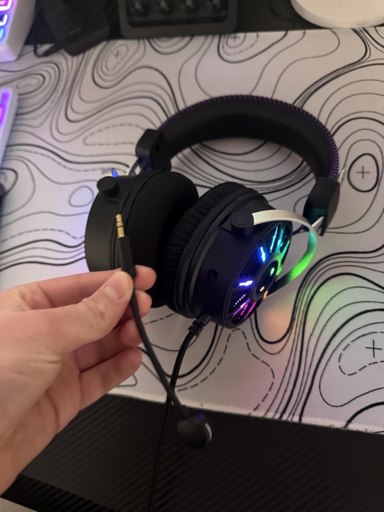 FIFINE Wired USB Gaming Headset with Open Back Design, Breathable Mesh Fabric, 7.1 Surround Sound, Vibrant RGB, in-line Control Box, Over-Ear Headphone with Mic for PC, PS5/PS4, Laptop, Mac - H19BP customer photo 2