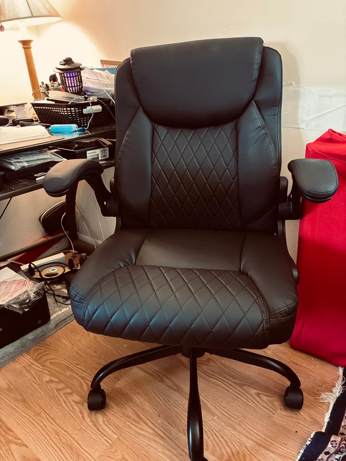 GTPLAYER Mid-Back Office Chair, Comfortable Chairs with Flip-up Arms, Black customer photo 1
