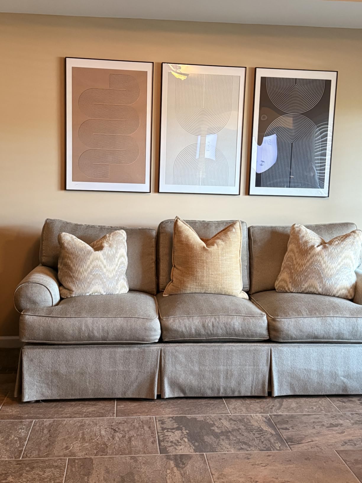 Extra Large Framed Neutral Brown Black Abstract Wall Art for Living Room customer photo 1