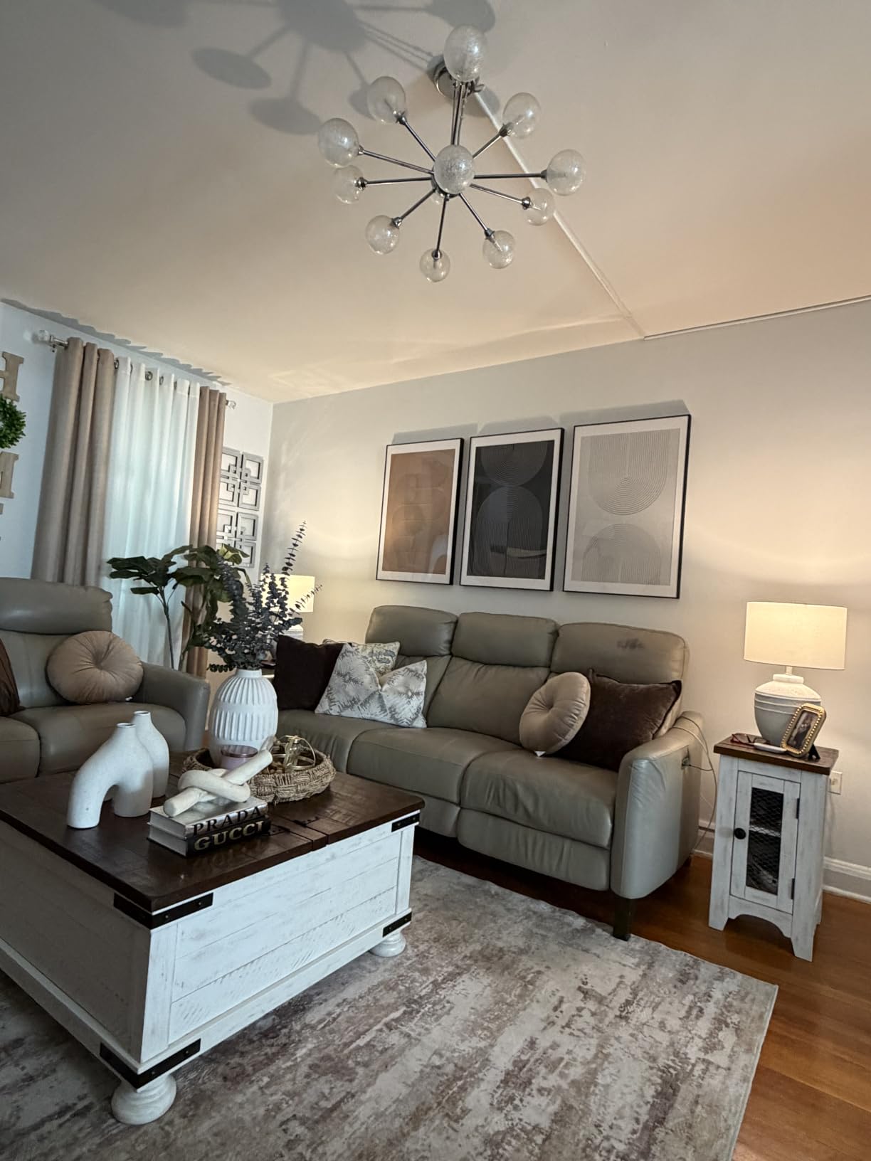 Extra Large Framed Neutral Brown Black Abstract Wall Art for Living Room customer photo 2