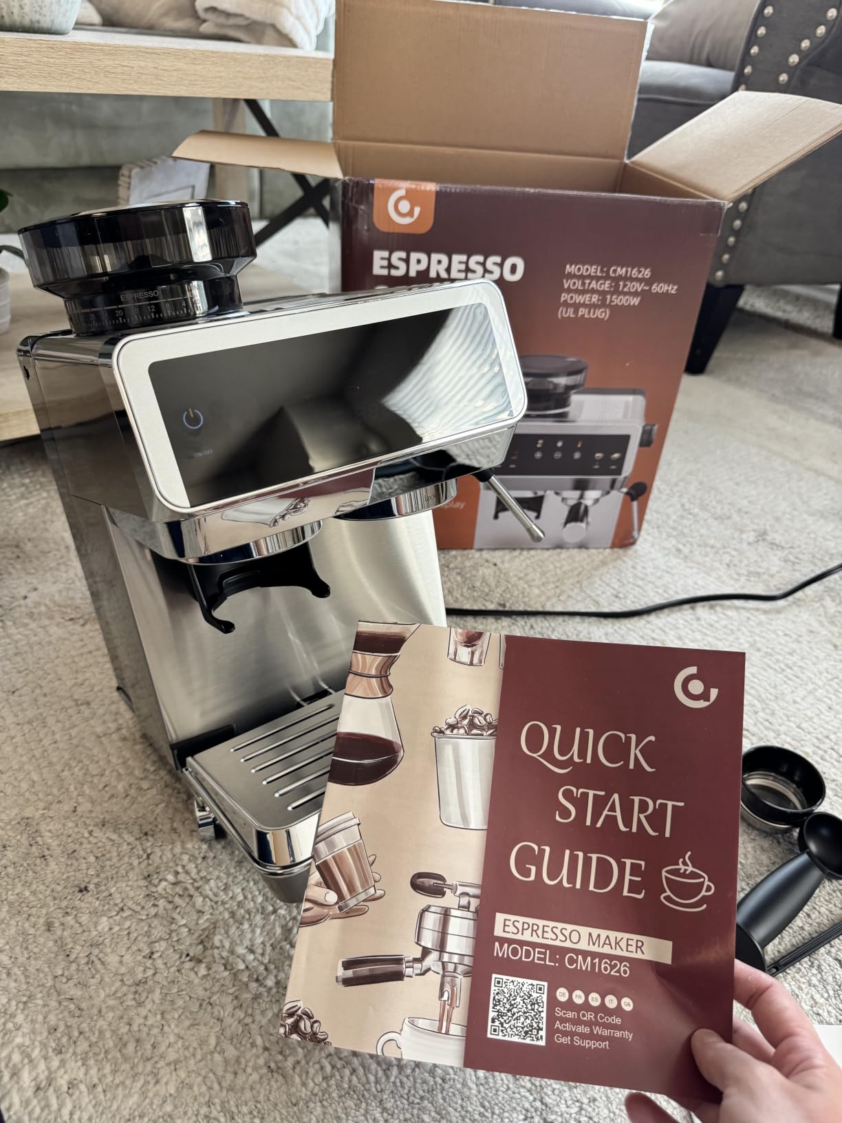 AMZCHEF Espresso Machine With Grinder, Temp Control, 44 Grind Settings customer photo 2