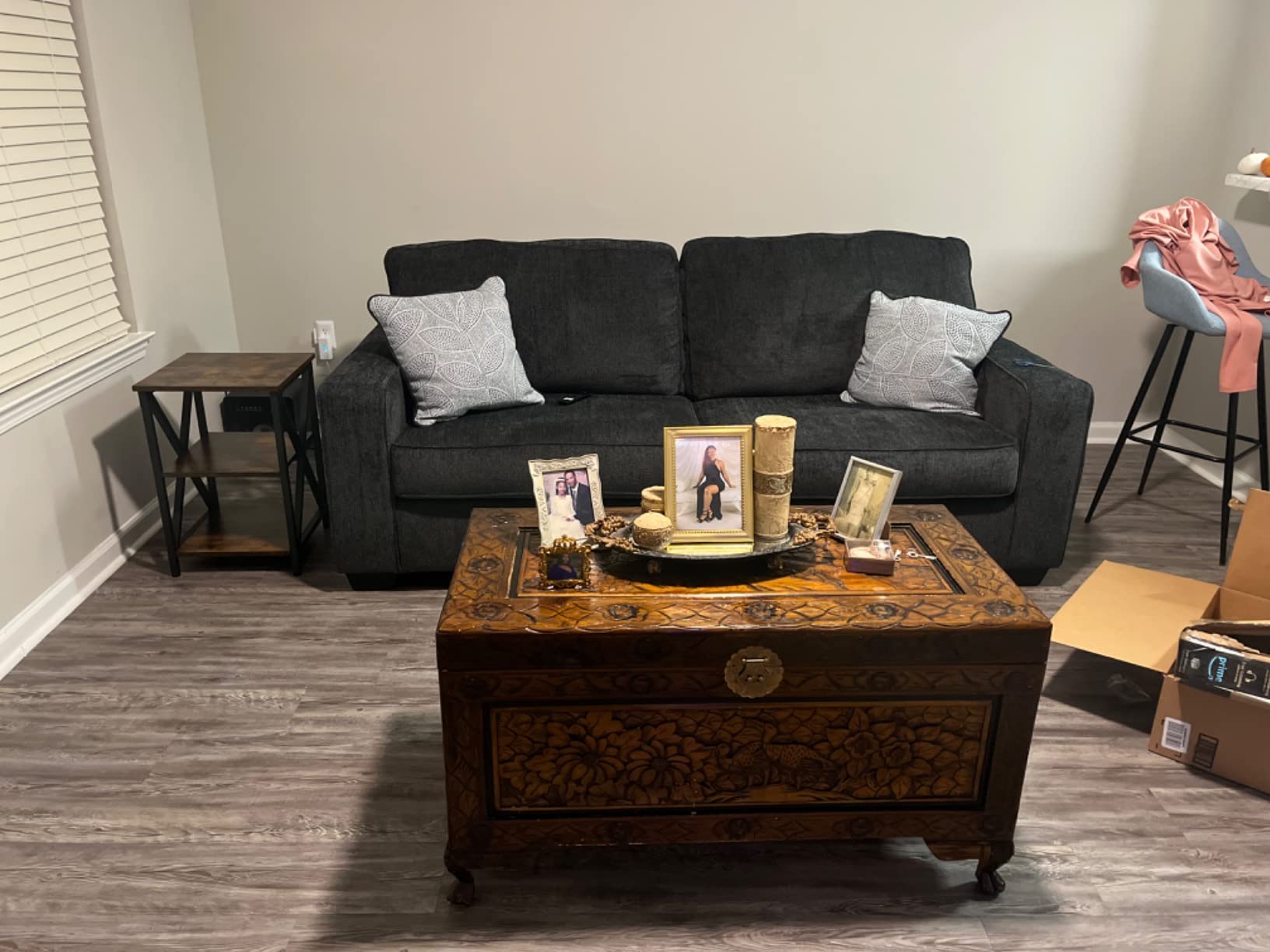 VASAGLE Side Table with Charging Station and Storage Cabinet, Nightstand customer photo 1